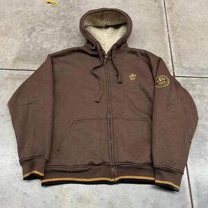 vintage paco jeans sherpa lined brown zip up heavyweight hoodie sweatshirt